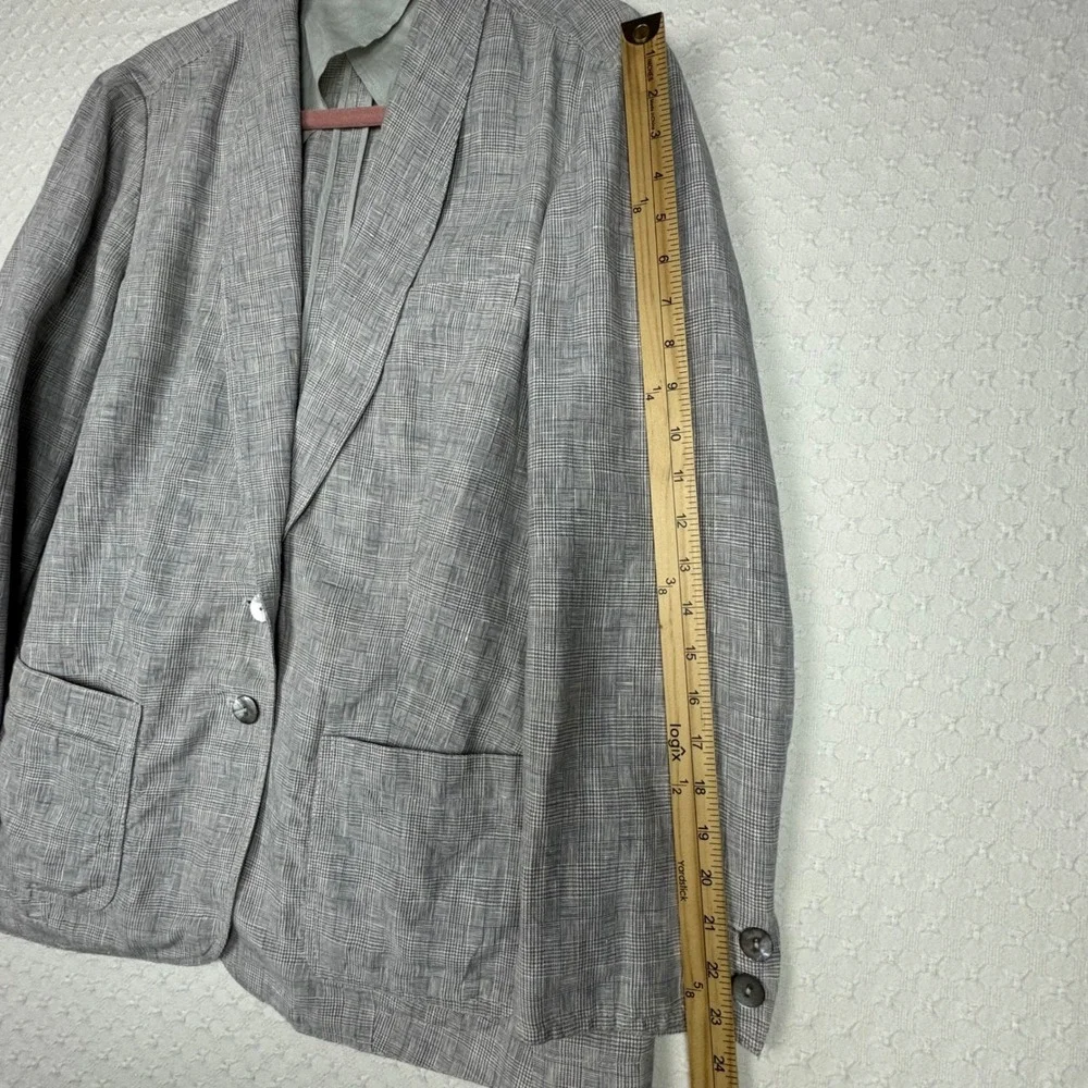 Poetry Linen Glen Plaid Check Blazer Professional Women US 14 EU 46 Quiet Luxury